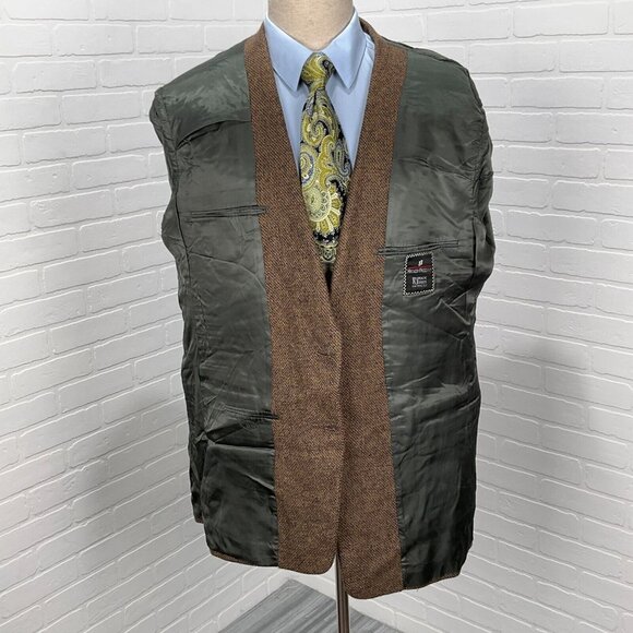 Hickey Freeman Blazer Men 44L Brown Multi Bespoke Canterbury Lambswool USA VTG - Picture 6 of 14